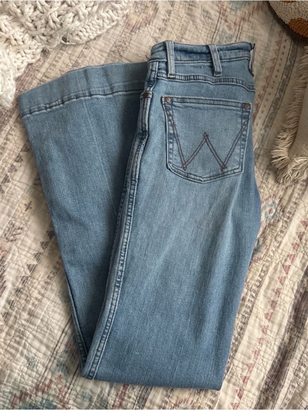 Wrangler Light Blue Flare Jeans - Women's Wide Leg